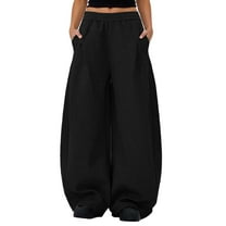 Women's Pants Wide Leg Elastic High Waist Casual Joggers with Pockets 2025 Stretch Comfy Trendy Solid Loose Fit Trousers