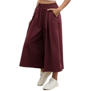Womens Pants, Wide Leg High Waist Gaucho Pants, Business Casual Pants with Pockets
