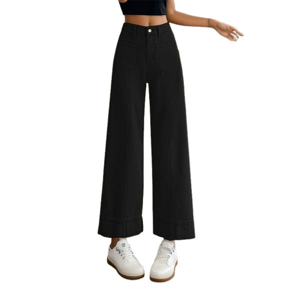 Women's Pants Wide Leg Straight Baggy Dark Blue Pants Casual Outfits Comfy Clothes Trendy Clothes for Women