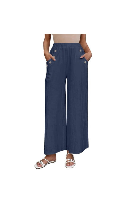 Women’s Pants Wide Leg Straight Baggy Navy Pant Women Casual Comfy Clothes Women Outfits