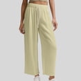 thumbnail image 1 of Women’s Pants Wide Leg Straight Baggy Yellow Pant Womens Pants Casual Soft Pants Flowy Pants for Women, 1 of 4