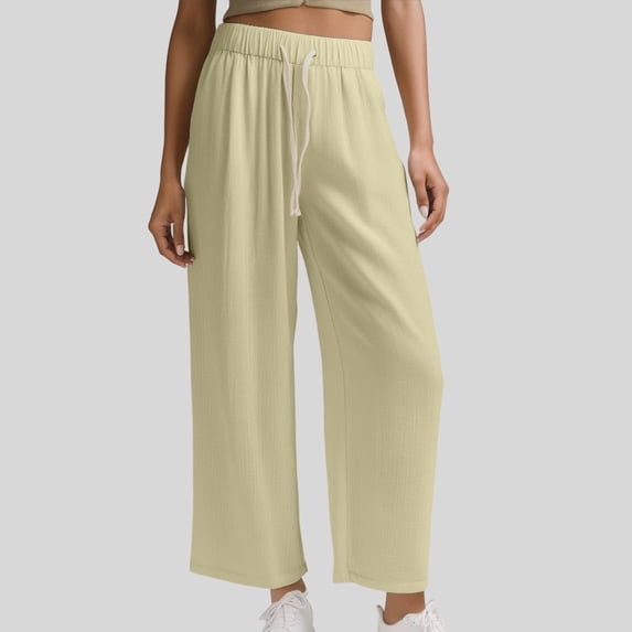 Women’s Pants Wide Leg Straight Baggy Yellow Pant Womens Pants Casual Soft Pants Flowy Pants for Women