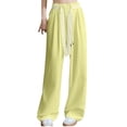 thumbnail image 1 of Women's Pants, Wide Leg Sweatpants for Womens High Waisted Baggy Sweatpant Casual Lightweight Workout Jogger Pants withc Cute Pockets Yellow S, 1 of 6