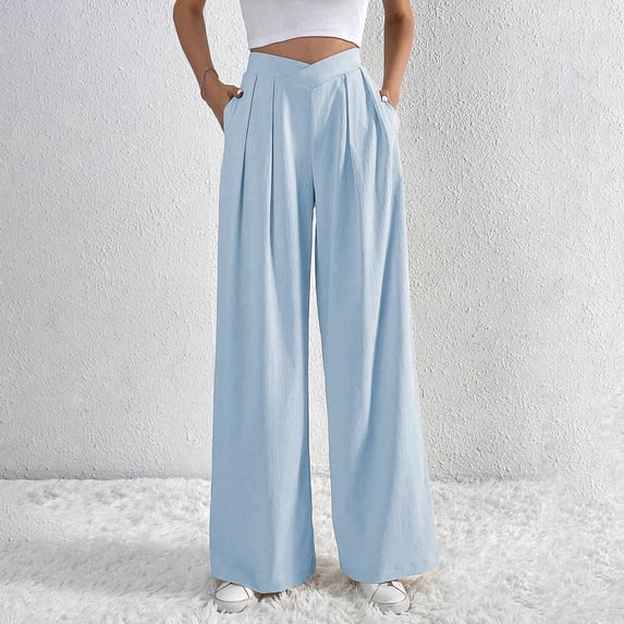 Women's Pants Wide Straight Leg Baggy Blue Pants Womens Pants Casual Comfortable Pants Women's Clothing