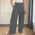 thumbnail image 1 of Women's Pants Wide Straight Leg Baggy Grey Pants Womens Pants Casual Comfortable Work Pants Office Pants Clothes Women, 1 of 5