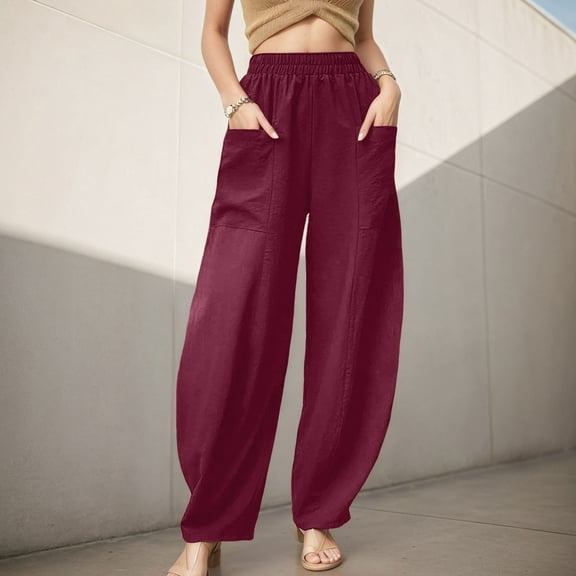 Women's Pants Women Casual Pants Red Baggy Pants Comfy Work Pants Women Womens High Waisted Pants Womens Capris for Summer