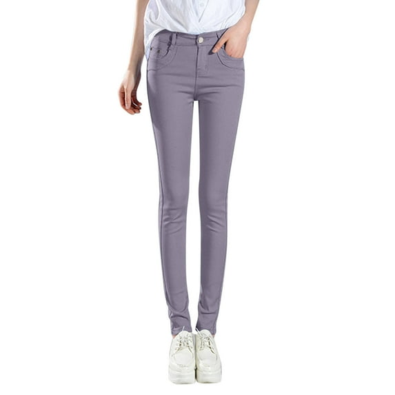 Women's Pants Women High Rise Fashion Jean Classic Solid Color Ankle Jeans Casual Regular Tight Fitting Jeans
