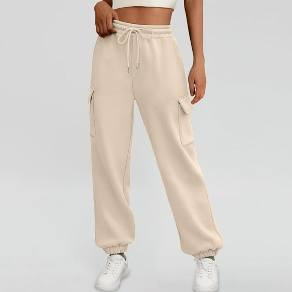 Women's Pants Women Pants Casual Beige Work Pants for Women Women Lounge Pants Wide Leg Elastic Waist Pants for Women with Pockets Women's Fall Pants