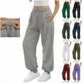 thumbnail image 1 of Women's Pants for Women Straight Leg Plus Size Women's Fashion Casual Solid Elastic Waist Trousers Long Straight Pants Green XXL, 1 of 10