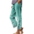 thumbnail image 1 of Women's Pants with Pockets Gradient Print Straight Leg High Waist Cropped Trousers Casual Loose Lounge Pants (M, Green 1), 1 of 5