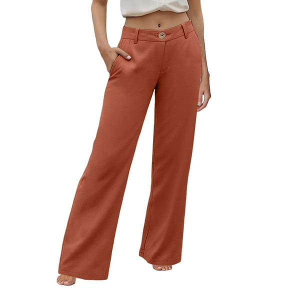 Women's Pants with Pockets Regular Palazzo Trousers Wide Leg High Waisted Trendy Casual Slacks