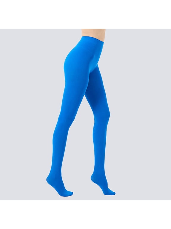 Women's Pantyhose Footed Tights Solid Color Soft Opaque Tights Leggings Blue S