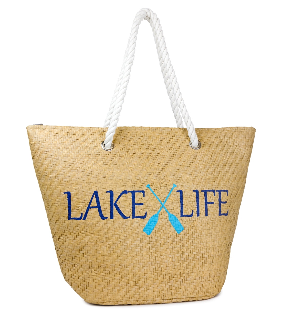 Women's Paper Straw Verbiage Beach Tote-Lake Life - Walmart.com