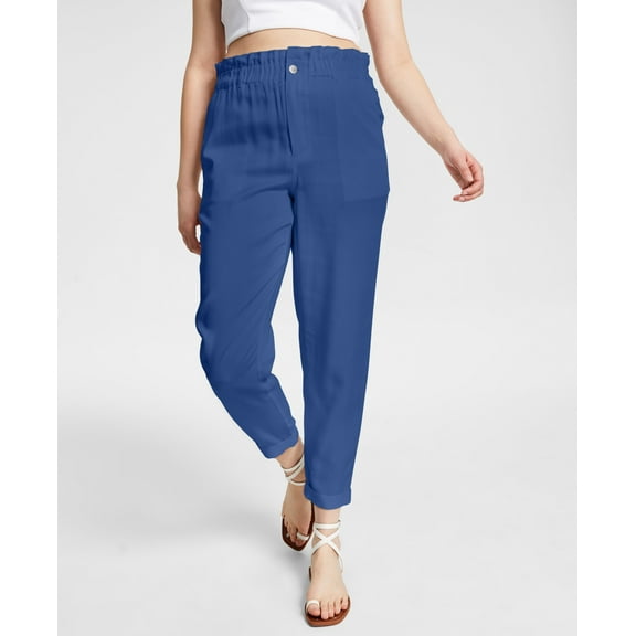 Women's Paperbag-Waist Ankle Pants Industrial Blue 2XL