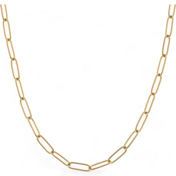 Women's Paperclip Link Necklace Simple Minimalist Chain Design- Gold