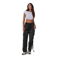 thumbnail image 1 of Women's Parachute Cargo Pants - Stretchy Baggy Quick Dry Hiking Joggers Y2K, Black, Medium/Large, 1 of 4