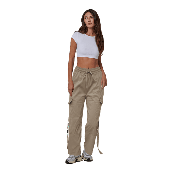 Women's Parachute Cargo Pants - Stretchy Baggy Quick Dry Hiking Joggers Y2K, Khaki Small/Medium