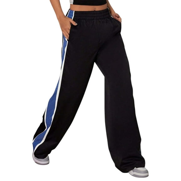 Women’s Parachute Jogger Pants – Elastic Waist, Baggy Wide‑Leg Cargo Track Sweatpants, Plus Sizes