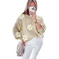 thumbnail image 1 of Women's Parchment Floral Crochet Chunky Knit Sweater - [ZhiHiMeRi] | (US 12-14)L, 1 of 12