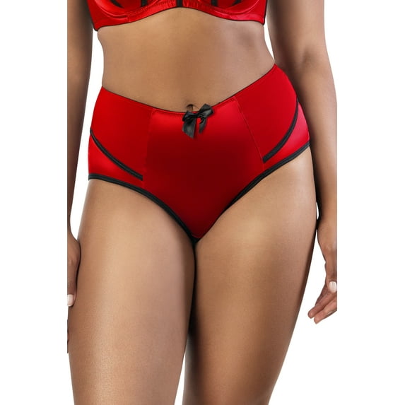 Women's Parfait 6917 Charlotte High Waist Brief Panty (Racing Red/Black S)