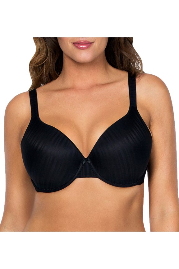 Women's Parfait P5251 Aline Shadow-Striped Underwire T-Shirt Bra (Black 36D)