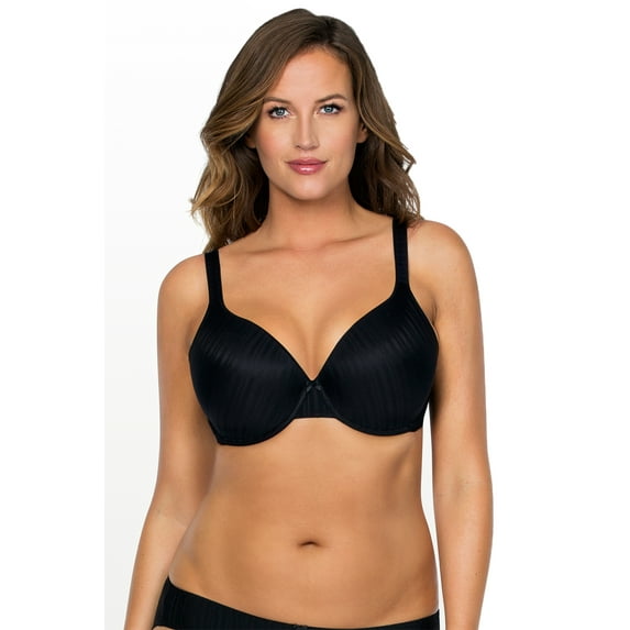 Women's Parfait P5251 Aline Shadow-Striped Underwire T-Shirt Bra (Black 44DD)