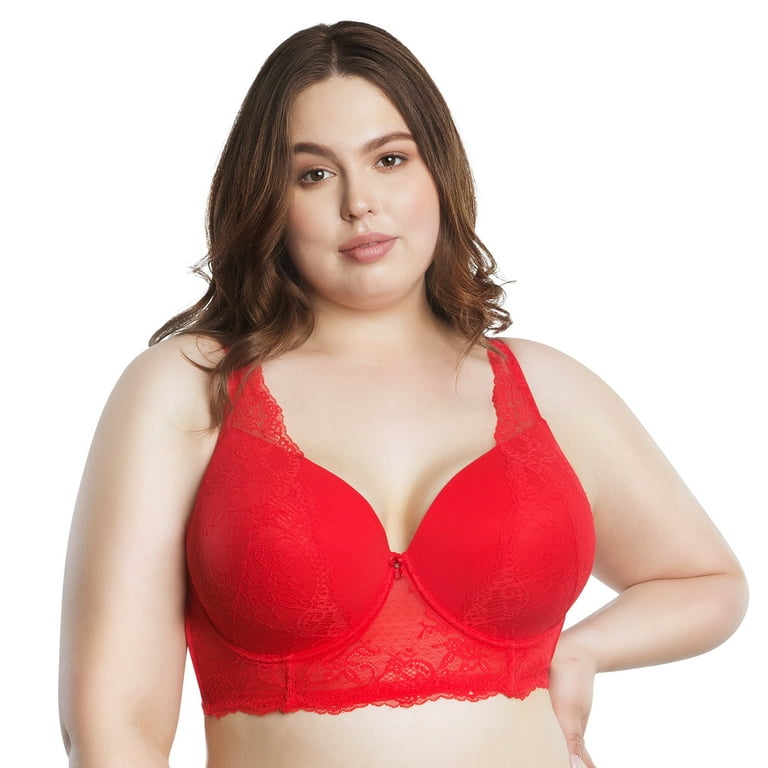 Women s Parfait P5351 Sandrine Plunge Longline Bra Racing Red 32G Walmart