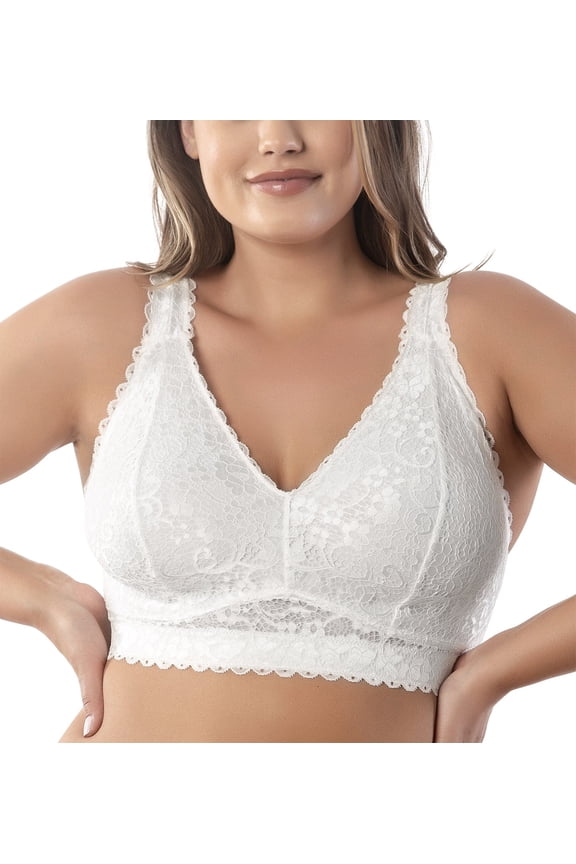 Women's Parfait P5482 Adriana Lace Bralette with J-Hook (Pearl White 34FF)