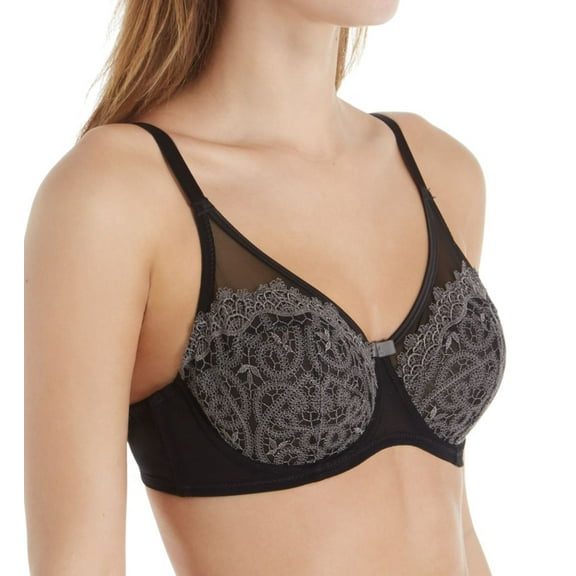 Women's Parfait P5612 Lulu Unlined Underwire Bra (Black/Pewter 34DD)