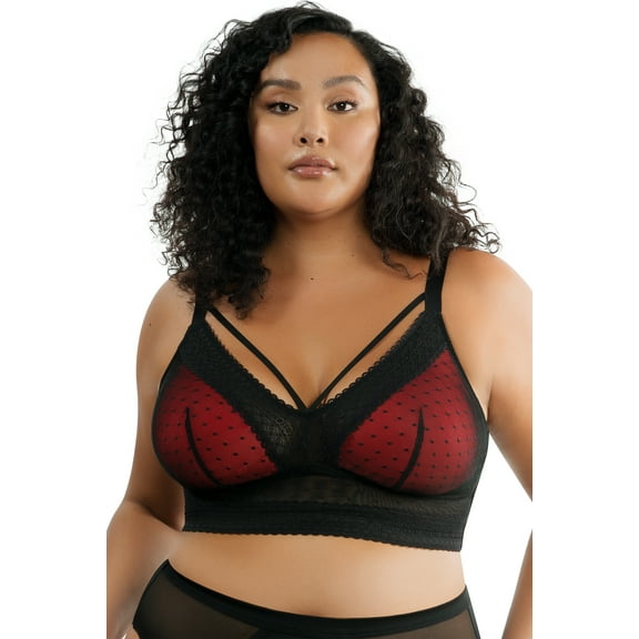 Women's Parfait P6011 Mia Dot Wire Free Padded Mesh Bralette (Black 36GG)