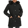 thumbnail image 1 of Women's Parka Coat Hooded Warm Parka Jacket Long Winter Coat with Fleece Lined (Black, Small), 1 of 8