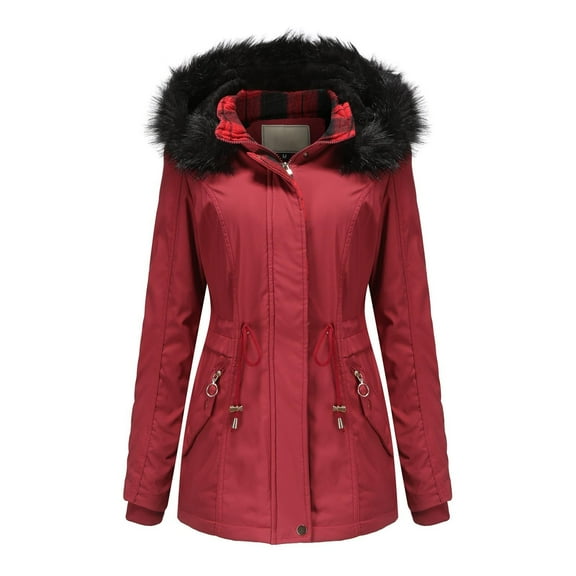 Women's Parka Coat Winter Coats Warm Jacket Long Parka Coat Thichkened Winter Jacket with Pockets and Removable Hats