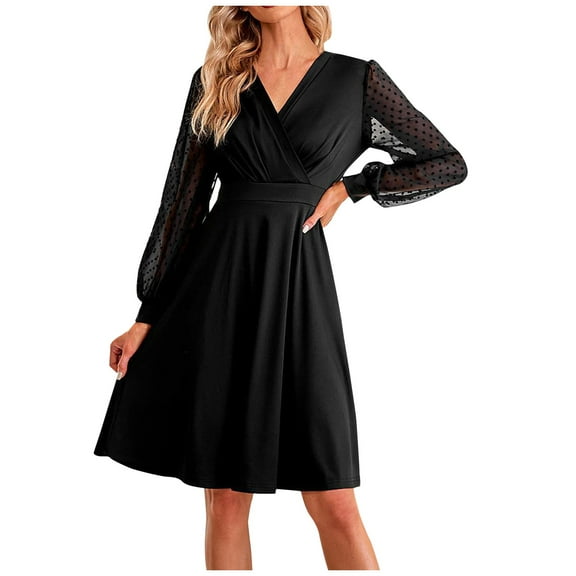 Women's Party Dress Long Sleeve Stylish Casual V-Neck Slim Dress Fashion Casual V Neck Dress Fall Clothes TBKOMH