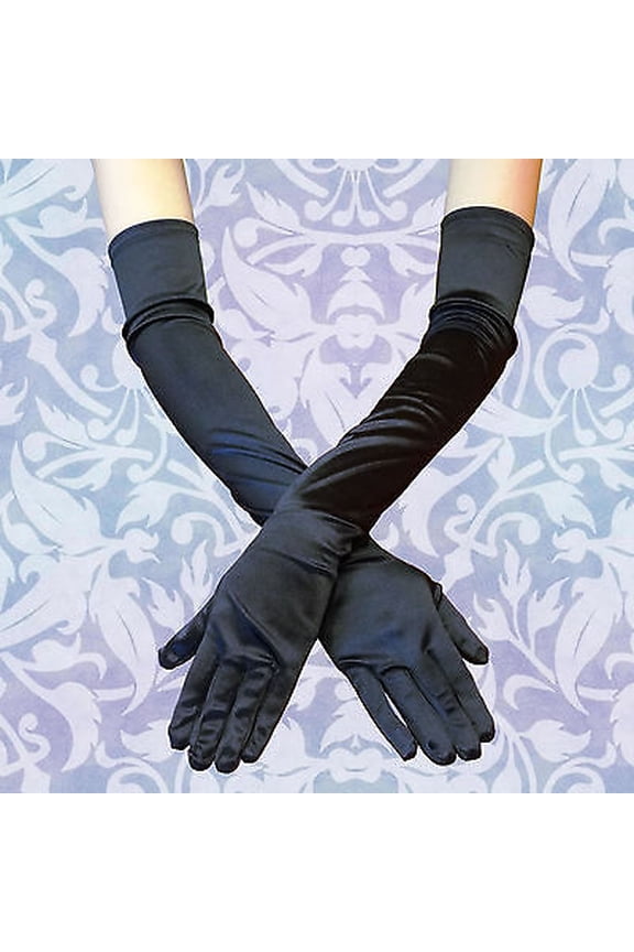 Women's Party Opera Night Club Stripper Bridal Evening Wedding Satin Arm Hand Sleeve Long Gloves ? BLACK