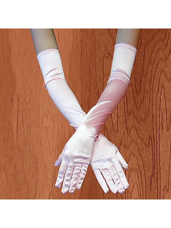 Women's Party Opera Night Club Stripper Bridal Evening Wedding Satin Arm Hand Sleeve Long Gloves ? PINK