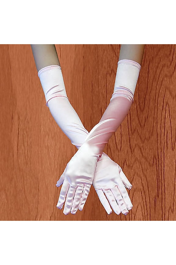 Women's Party Opera Night Club Stripper Bridal Evening Wedding Satin Arm Hand Sleeve Long Gloves ? PINK