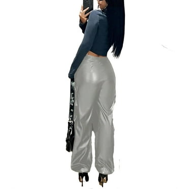 Women's Party Plain Cargo Pants Grey Pants S (4)
