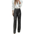 thumbnail image 1 of Women's Party Sequin Pants High Waist Slim Stretch Flare Leg Solid Club Shiny Trousers, 1 of 5
