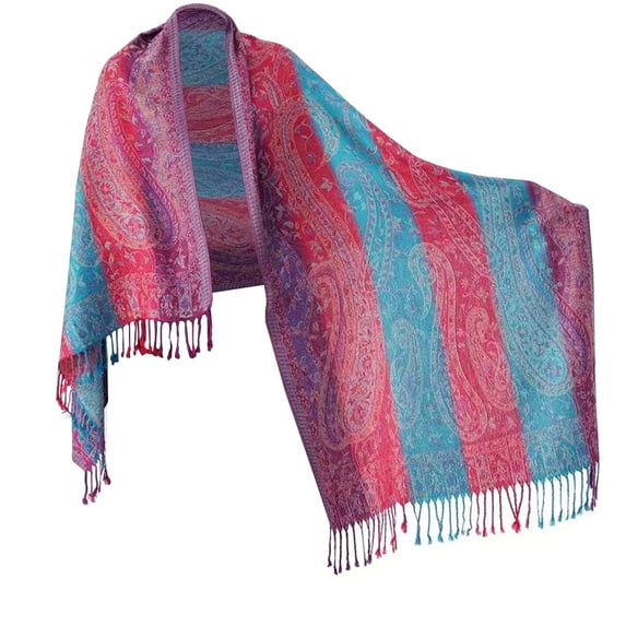 TZ Promise Women's Pashmina Scarf with Vintage Style Rainbow Luxury Paisley Pattern Wrap Shawl