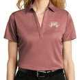 thumbnail image 1 of Women's Pastel Bowling Arch No Button Polo Shirt, Medium Garnet Heather, 1 of 3