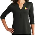 thumbnail image 1 of Women's Pastel Bowling Pins 5-button 3/4 Sleeve Henley Shirt, Medium Black, 1 of 3