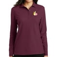 thumbnail image 1 of Women's Pastel Bowling Pins Moisture-Wicking Long Sleeve Polo Shirt, 3XL Burgundy, 1 of 3