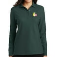 thumbnail image 1 of Women's Pastel Bowling Pins Moisture-Wicking Long Sleeve Polo Shirt, Medium Dark Green, 1 of 3