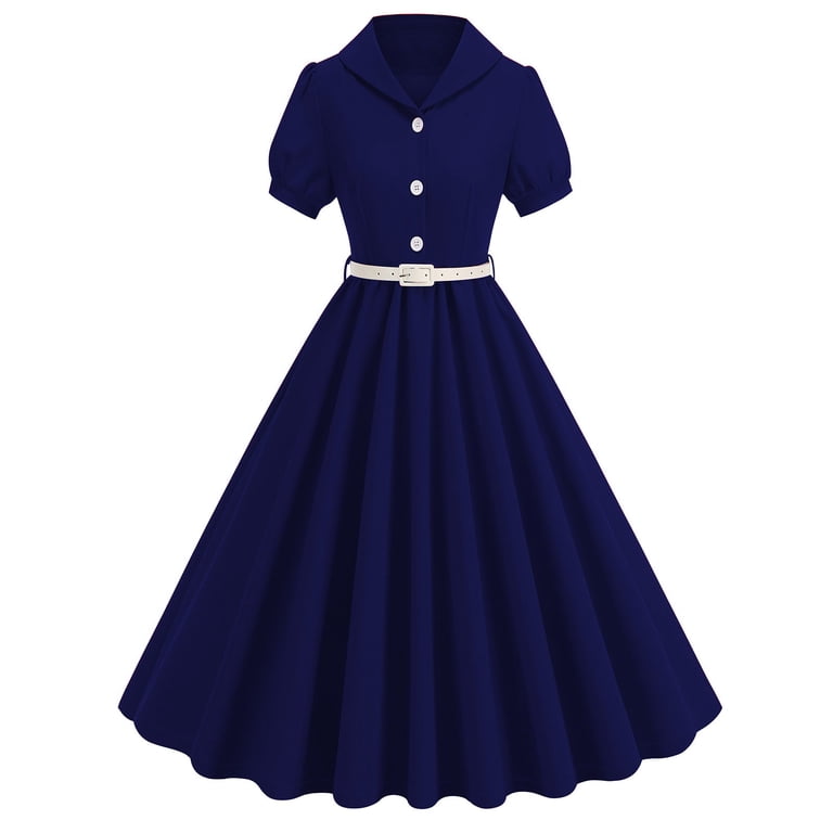 ZQUUVOU Women's Patchwork Dree Short Sleeve Casual Evening Party Prom Dress  B-Dark Blue - Walmart.com