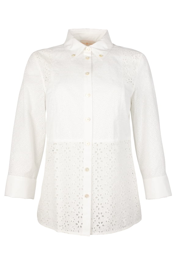 Women's Patchwork Eyelet Shirt Blouse NI 2