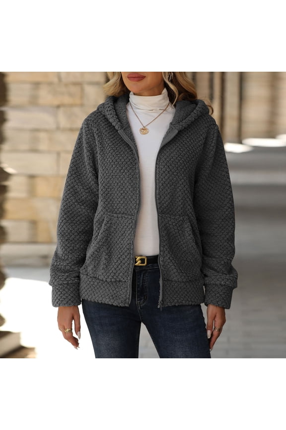 Women's Patchwork Hooded Cardigan Casual Long Sleeve Unique Design Jacket