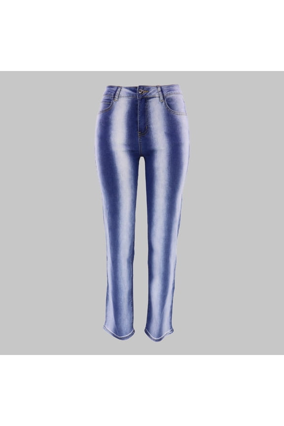 Women's Patchwork Jeans Bell Bottom Hem Denim Pants Slim Bootcut Jean