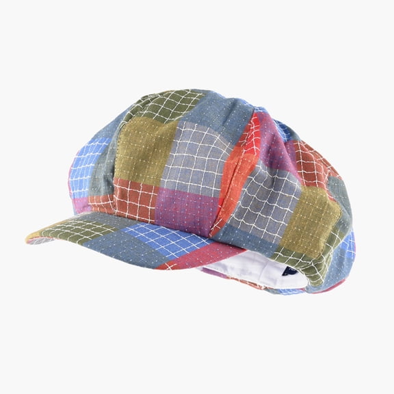 Womens Patchwork Newsboy Cap, Plaid Checkered Baker Boy Hat with Short Brim