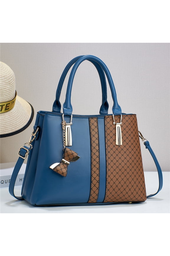 Women's Patchwork Tote Bag Multi-Layer Shoulder Bag Fashion Handbag Crossbody Purse Adjustable Strap Organized Compartments