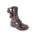 thumbnail image 1 of Women's Patent Color Buckle Strap Style Combat Boots Browm Pat, 6, 1 of 3